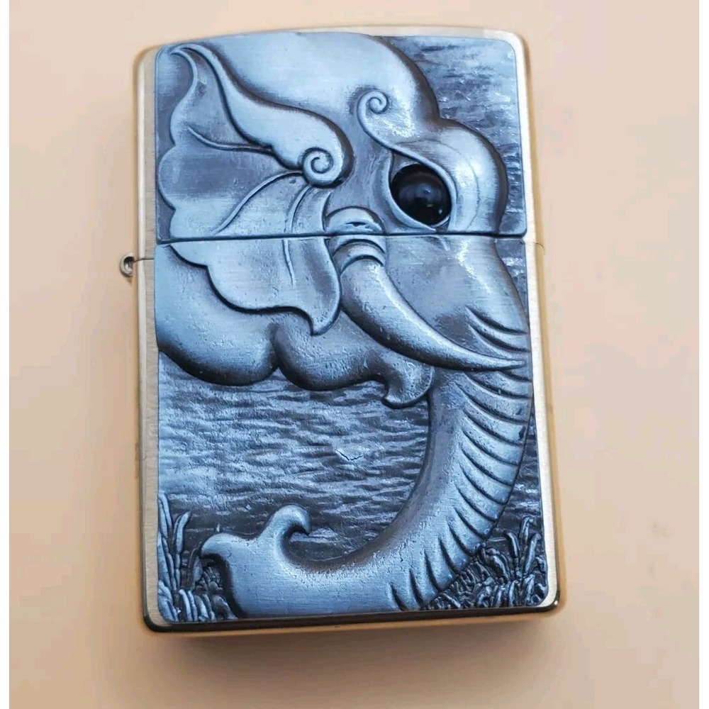 Zippo Lighter With A Elephant Medallion Brass